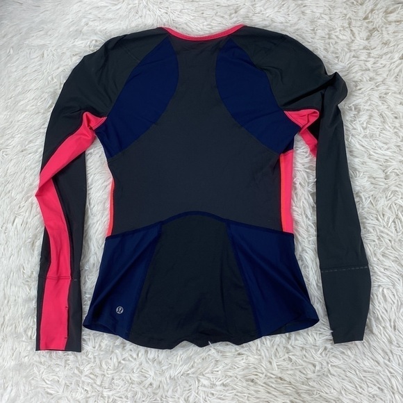 Lululemon Trail Bound Long Sleeve Deep Coal / Deep Navy Electric Coral - Picture 7 of 7